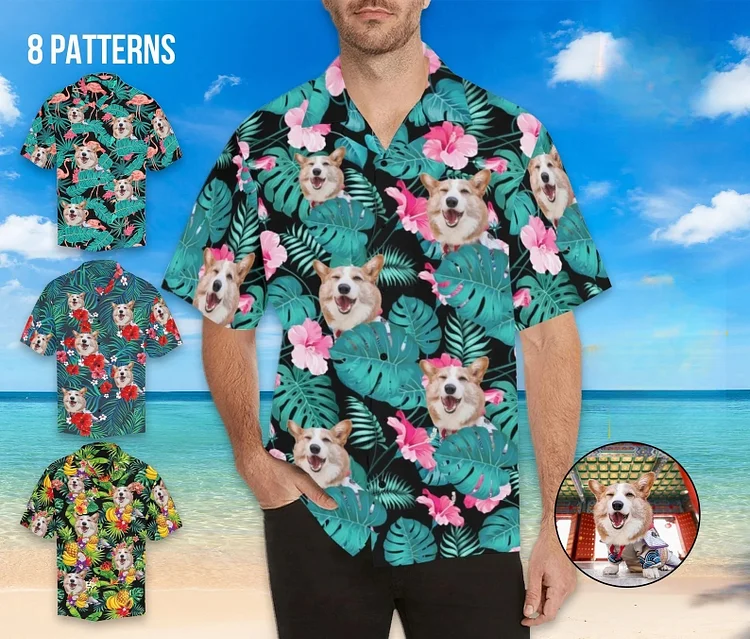 Personalized Photo Hawaiian Shirts Custom Dog Face Shirt Custom Hawaiian Shirt with Pets Face