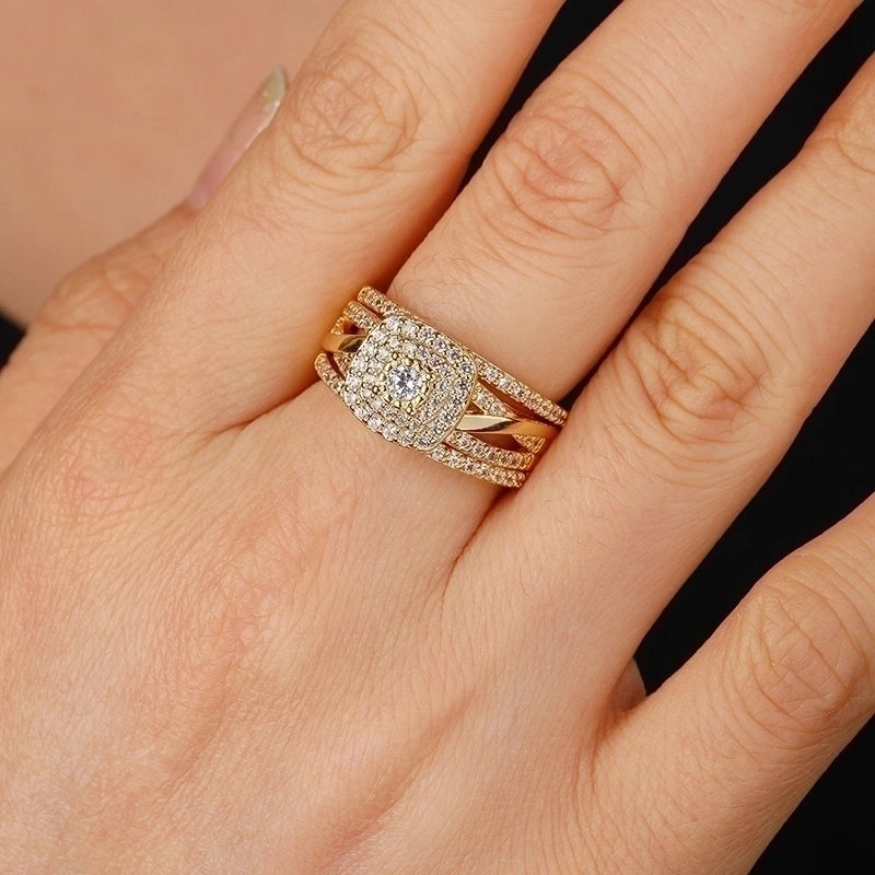 Elegant Square Copper Plating Inlay Zircon White Gold Plated Gold Plated Rings