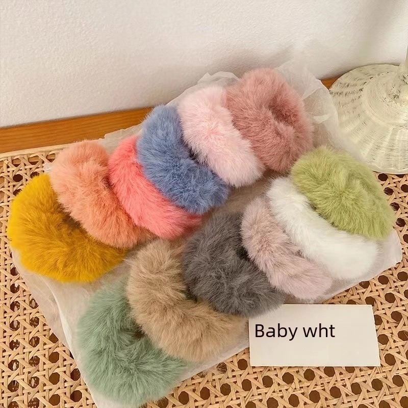 Autumn And Winter Plush Candy Color Hair Ring Women's Soft Waxy Hair Rope Girl's Head Rope Hair Strap Sweet Hair Accessories