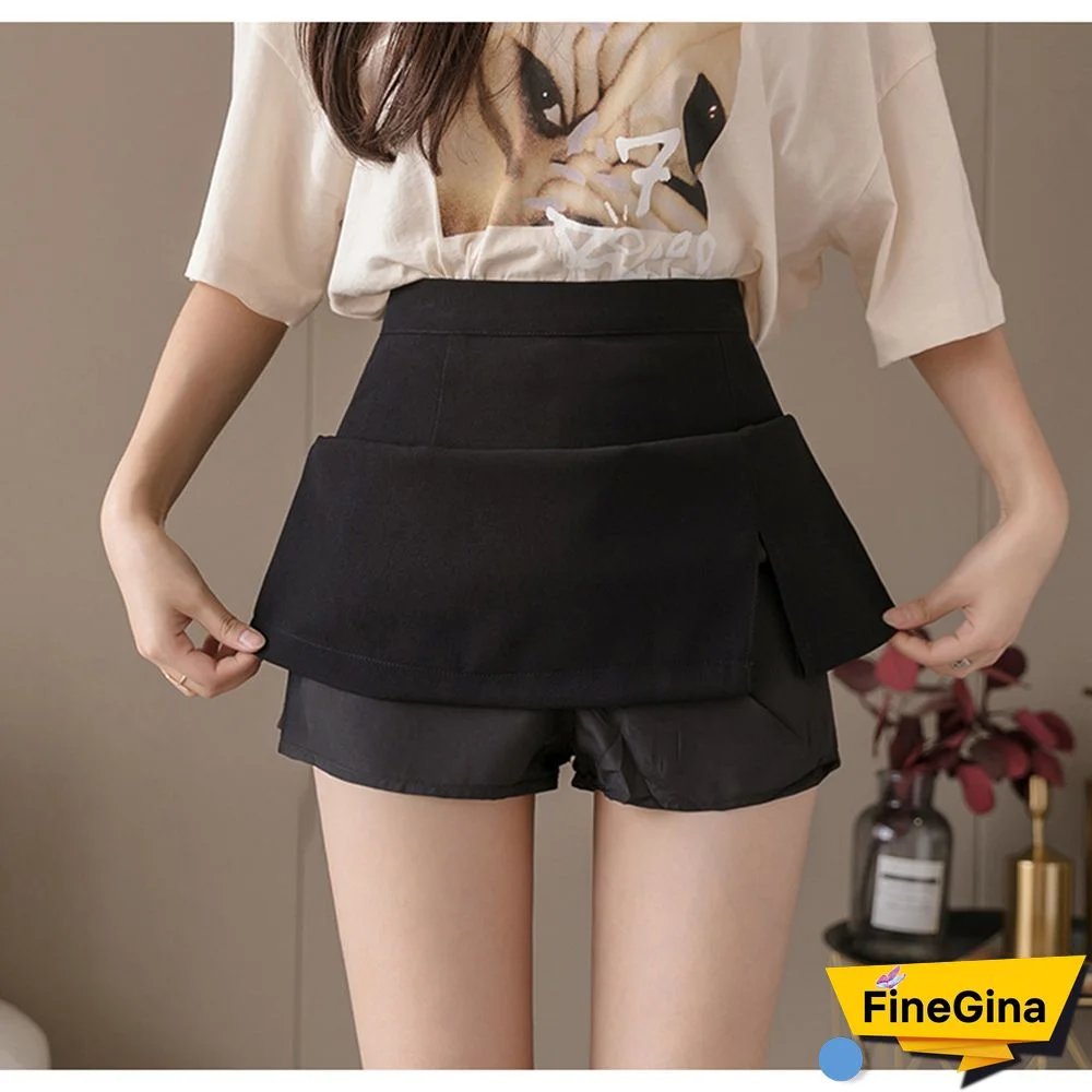 Women Skirts Preppy Style A-line High-waist Split Mini Skirts Women Solid Elegant Casual OL Skirts For Women Spring