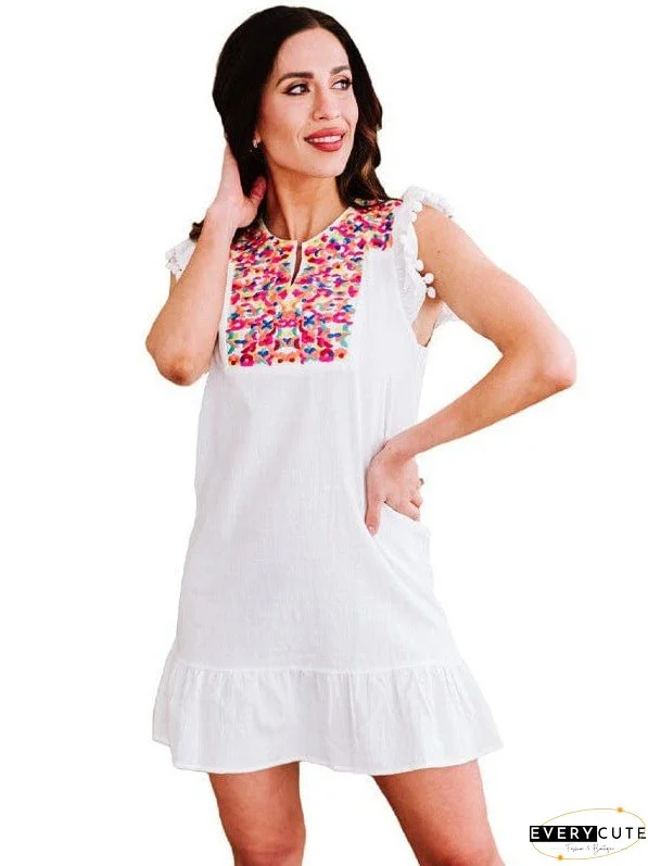 Mini Dress with Embroidery