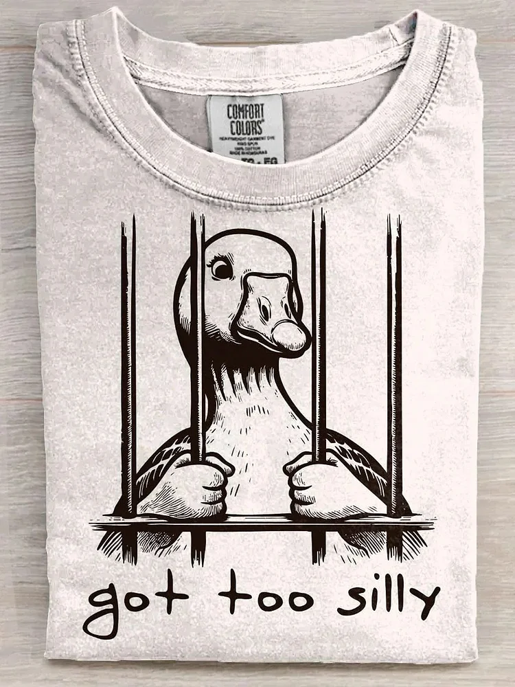 Teecade Teecade Funny Got Too Silly Duck Art Print T-shirt