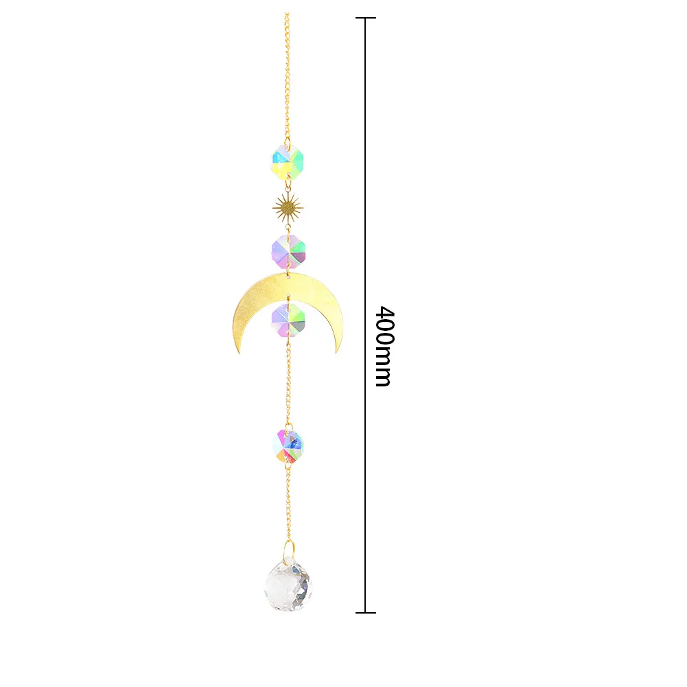Hanging Crystal Light Catcher Metal Moon Sun Garden Wall Wind Chime (68)