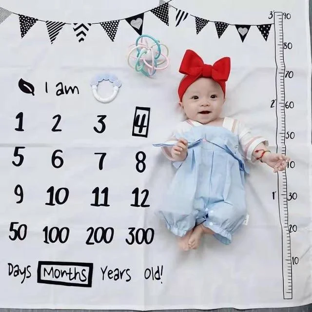 Cartoon Pattern Infant Baby Milestone Photo Props Background Blankets Backdrop Cloth Calendar Bebe Boy Girl Photo Accessories