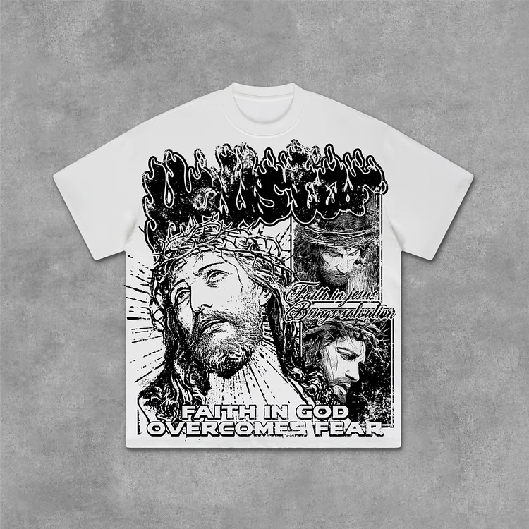 Jesus & God 2024 New Retro Old Graphic Cotton T-Shirt SOPULA