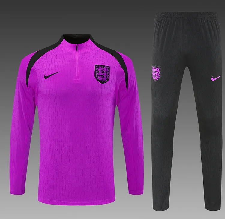 2025-26 England purple training uniform half-zip kit