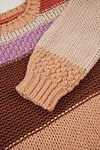 Women's Cropped Colorblock Drop Shoulder Chunky Knitted Sweater