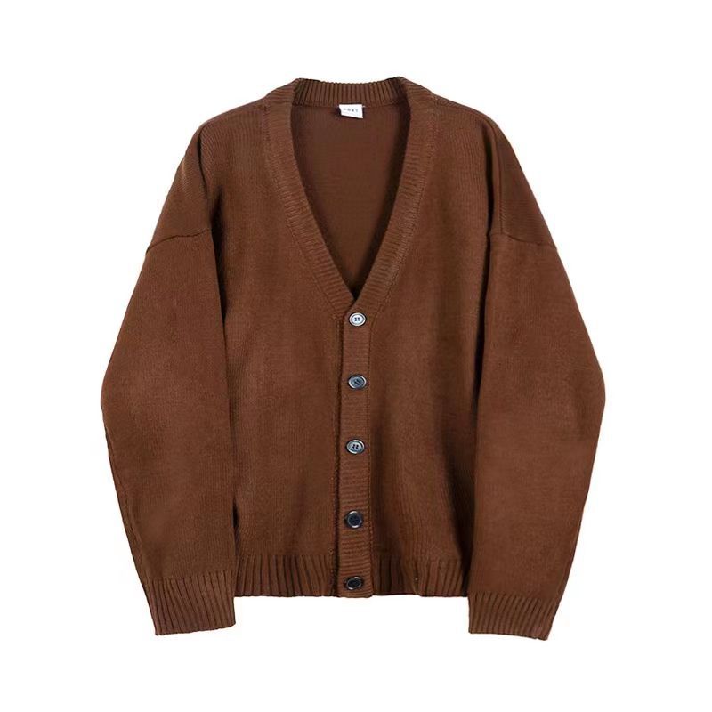 Abeerbajpai men fall outfits casual Knit Sweaters Men's Clothing Cardigan V-neck Single-breasted Cardigan Man Clothes Coat Plain Jacket Autumn High Street Sweater
