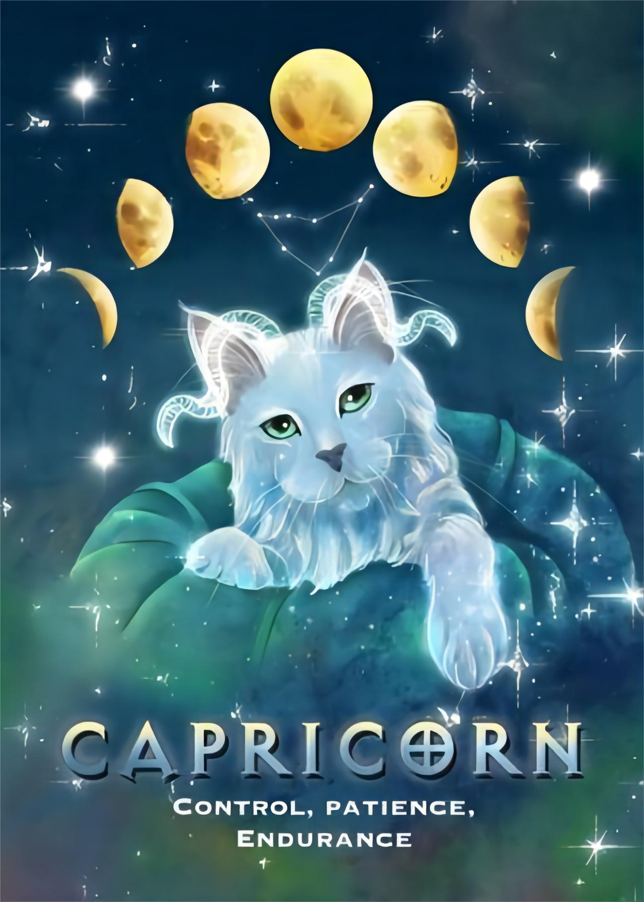 Cosmic Capricorn Zodiac Cat 40*50CM(Canvas) Full Round Drill Diamond Painting gbfke