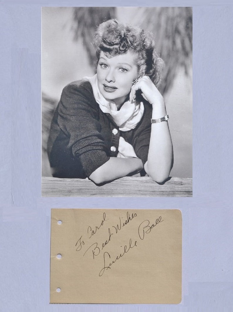 LUCILLE BALL SIGNED Page & Photo Poster painting I Love Lucy Desi Arnaz R K O Radio Pictures wcoa