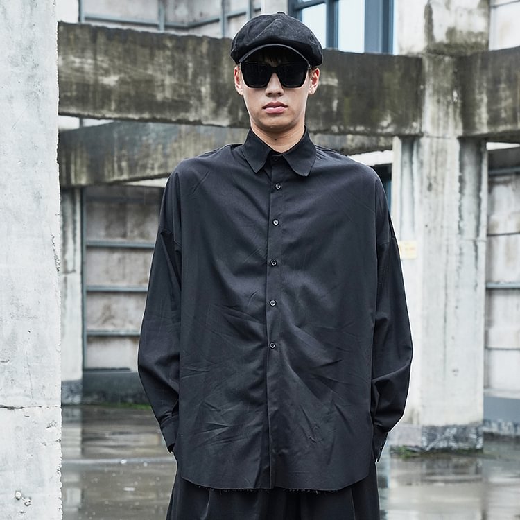 Dawfashion-Original Design Mid-length Dark Japanese Casual Long-sleeved Shirt-Yamamoto Diablo Clothing
