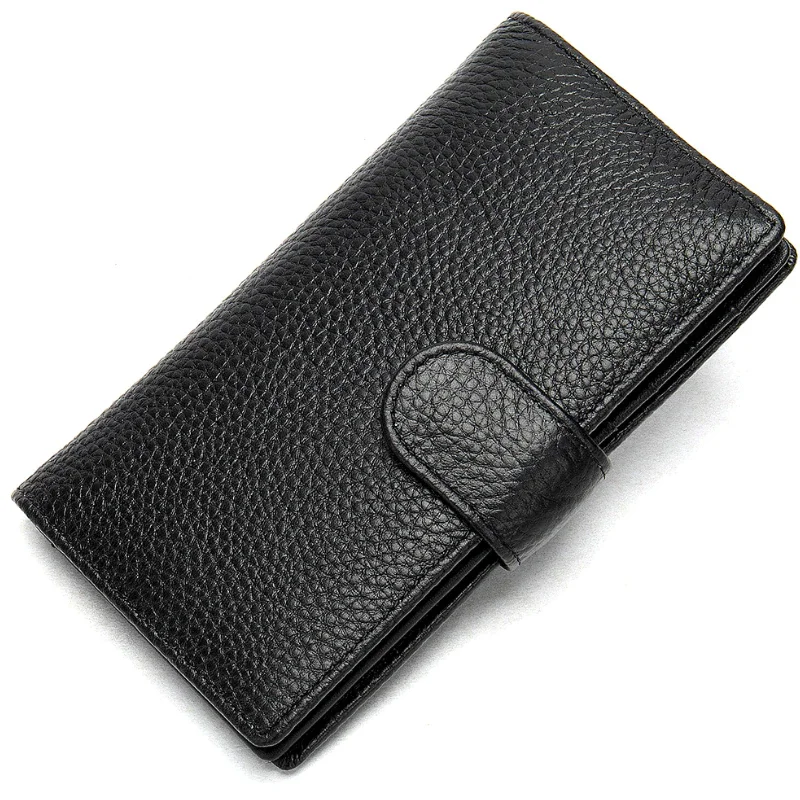 Pongl Design Men's Long Wallet Genuine Leather Classic Design Long Purse Bifold 10 pcs Card Slot Cash Business Wallet Men