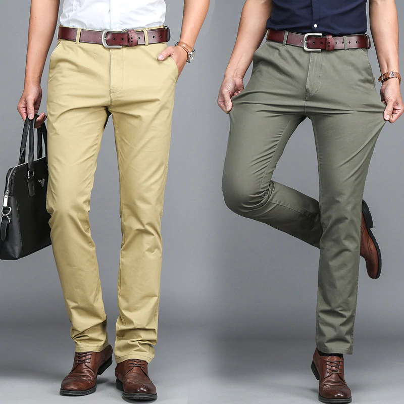 Men's Business Casual Cotton Straight Trousers