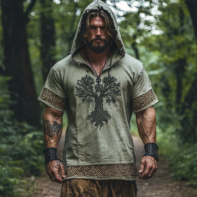 Vintage Viking Tree Of Life Hooded T-shirt
