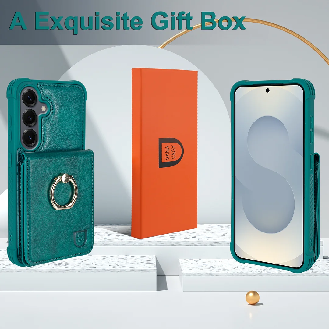 VANAVAGY Wallet Case Compatible for Galaxy S25 5G with Credit Card Holder and Coin Pocket