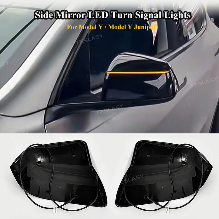Teslasy Rearview Mirror LED Turn Signal Lights with Smart Safety Alerts For Model Y / Model Y Juniper 