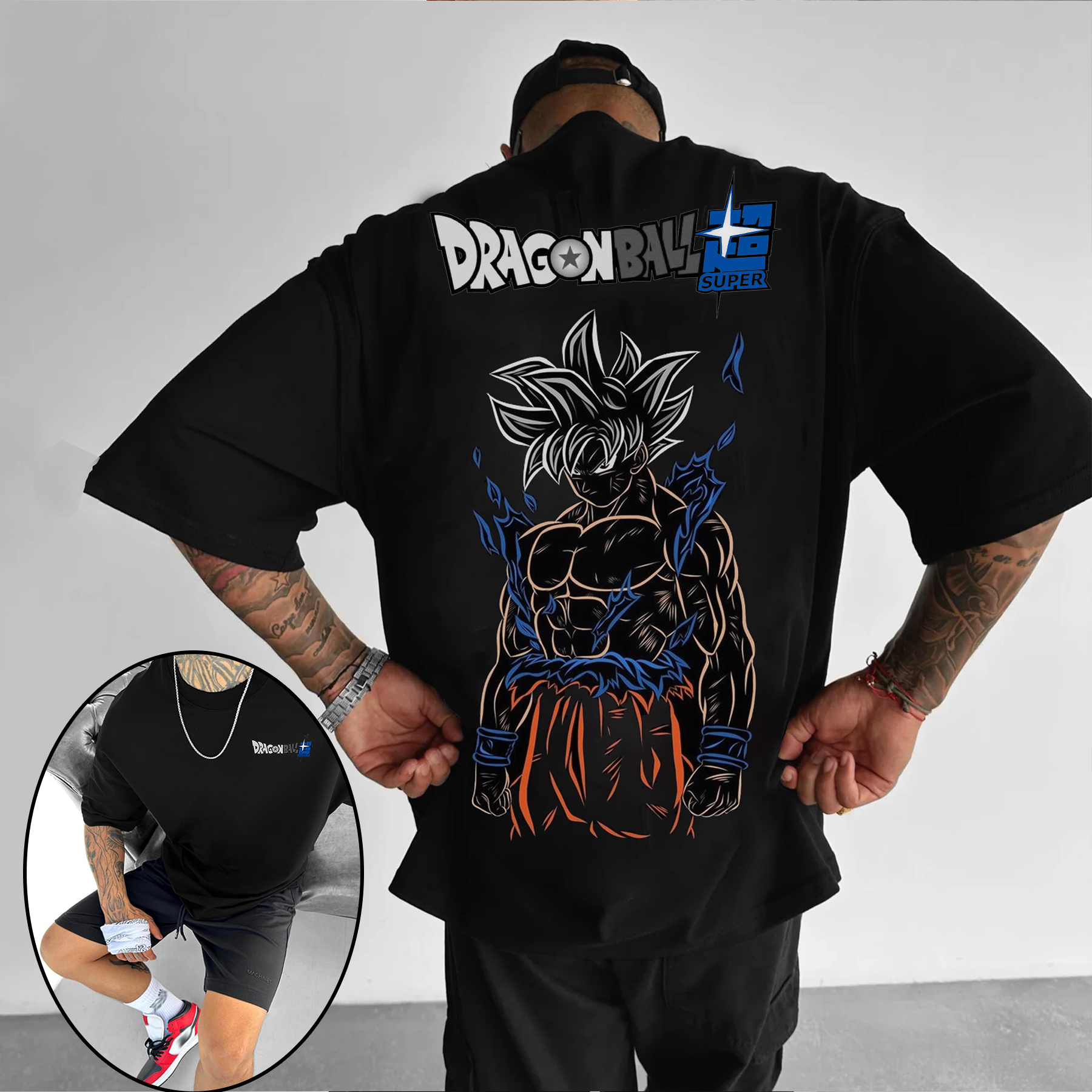 Unisex Oversized Silhouette Super Shape Anime Print T-shirt