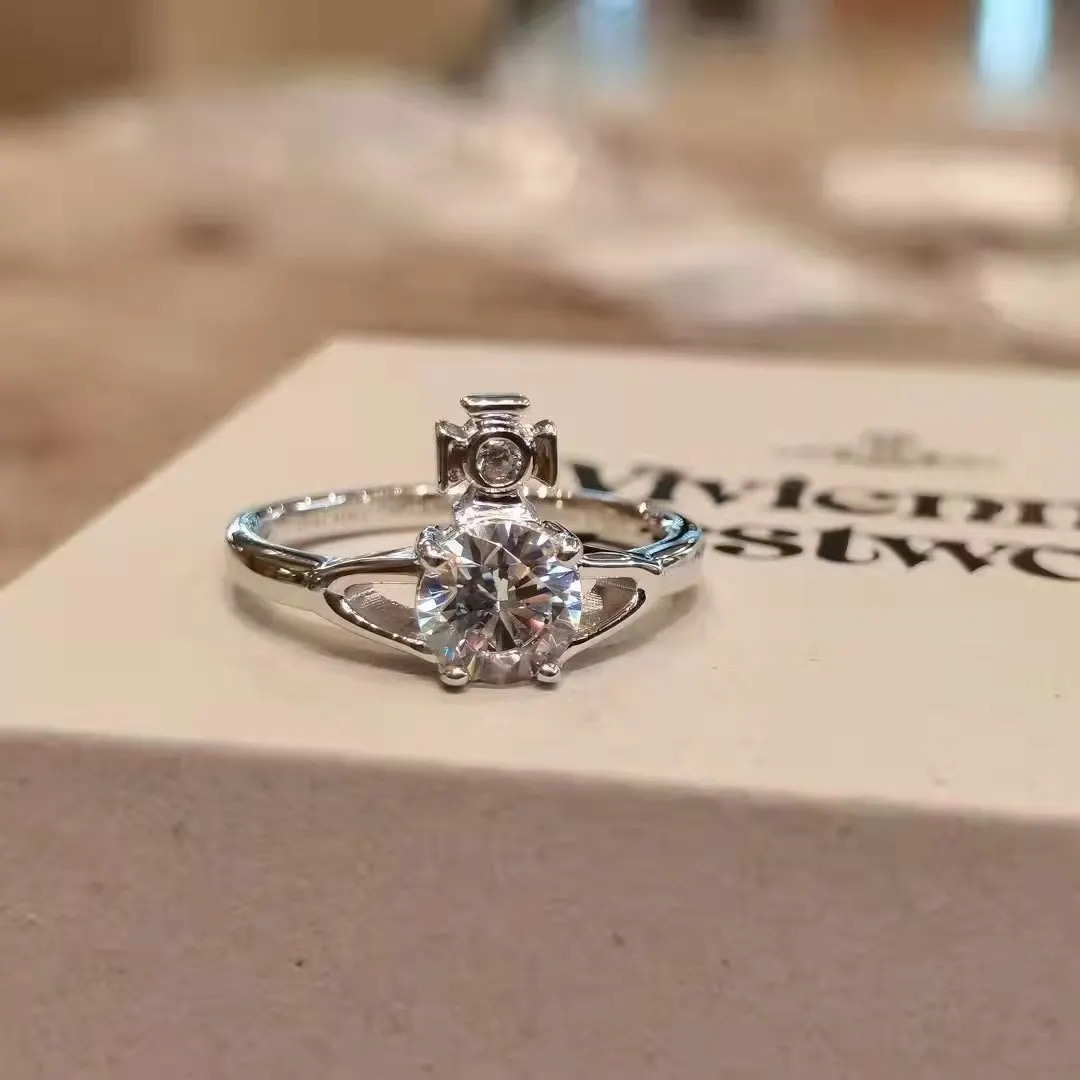 Vivienne Westwood Silver Saturn Diamond Ring