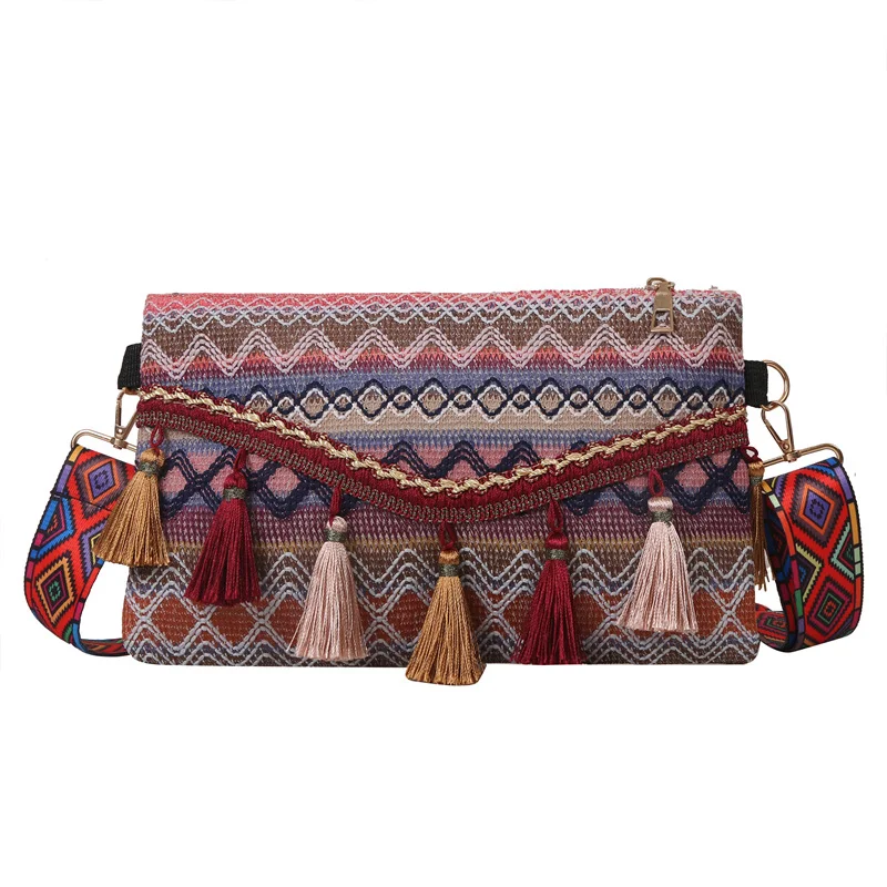 Ethnic Woven Bag Bohemian Tassel Bag