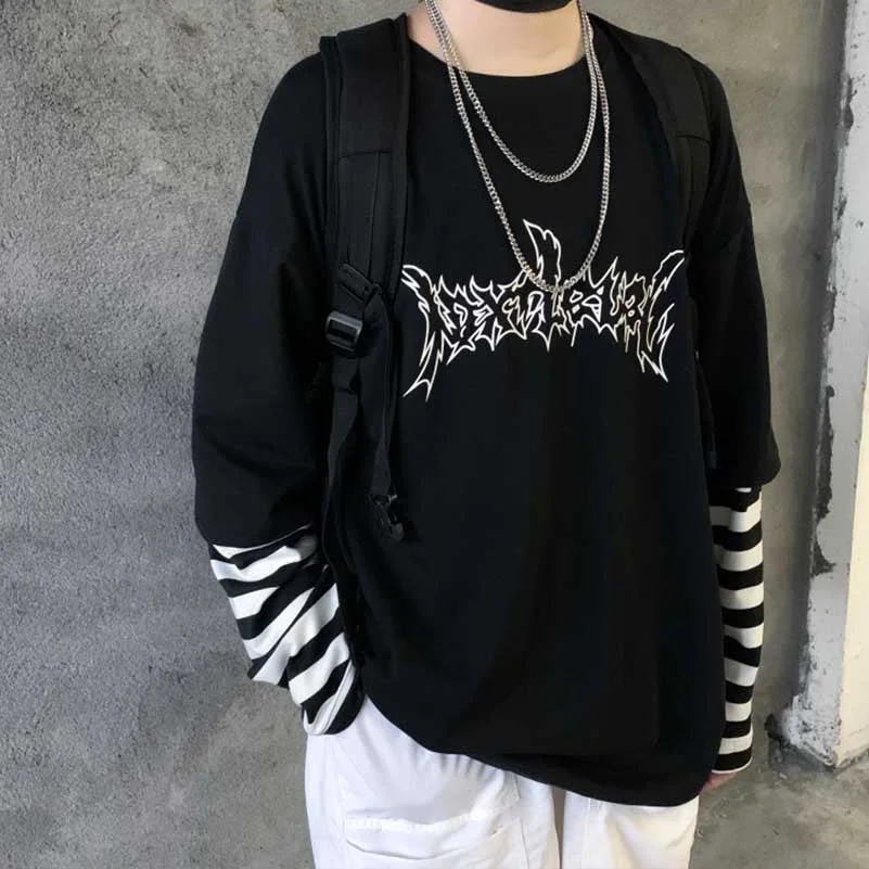 NiceMix 2020 Autumn American Simple Letter Print T-Shirt Men's Cotton Harajuku Retro Pullover Women's Short Sleeve Shirt TOP