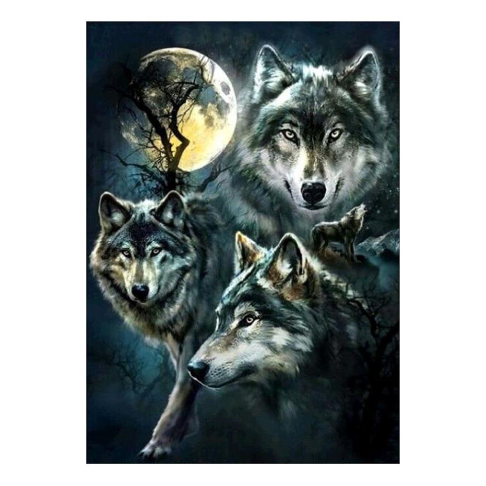 

30*40CM - Night Wolf S - Round Drill Diamond Painting, 501 Original