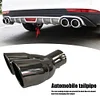 Bent Dual Exhaust Muffler Tip Bolt-on Rolled Edge Slant Cut Black Titanium
