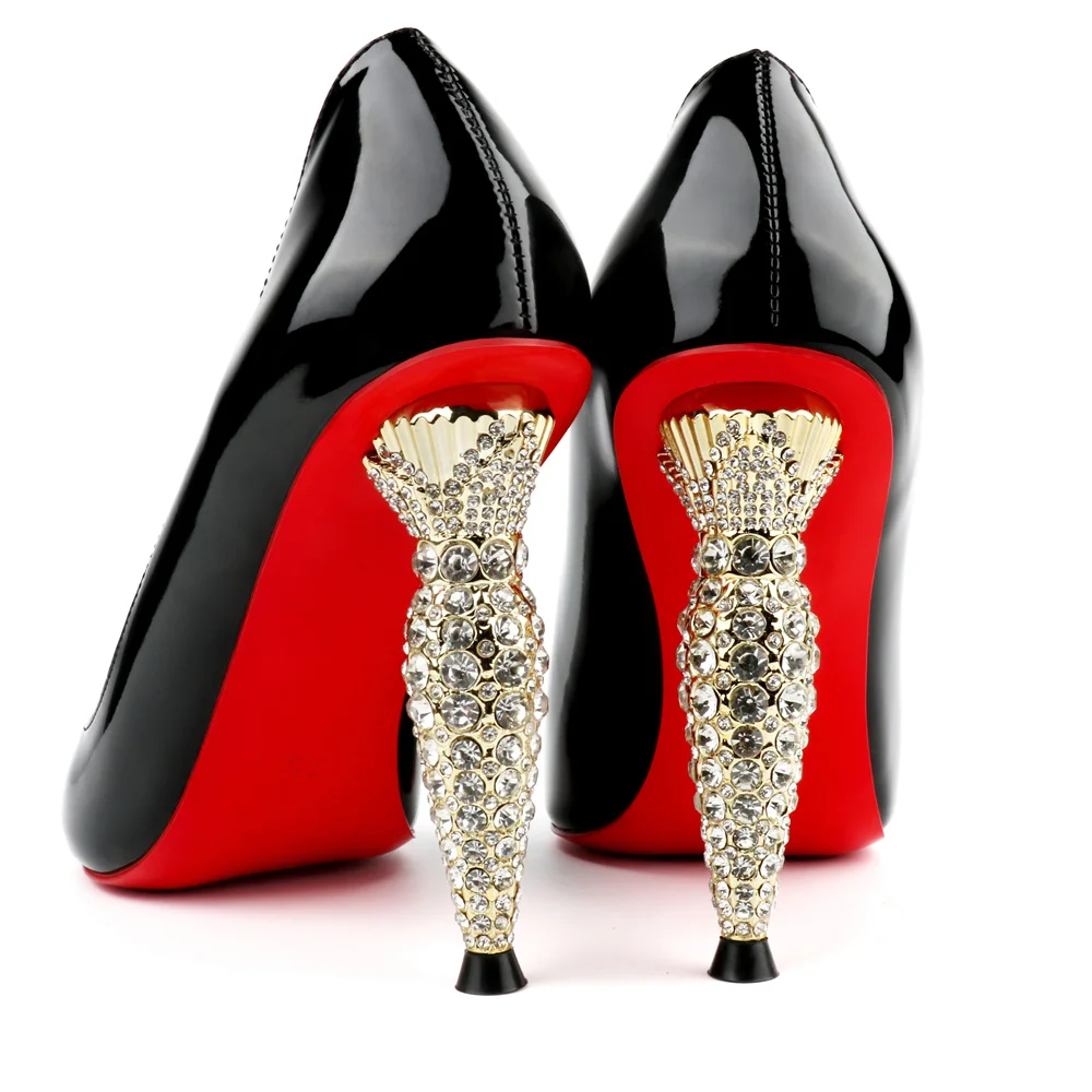 100mm Women's Classic Pointed Toe Diamond Heel Red Bottoms High Heels Party Wedding Patented High Heels-MERUMOTE
