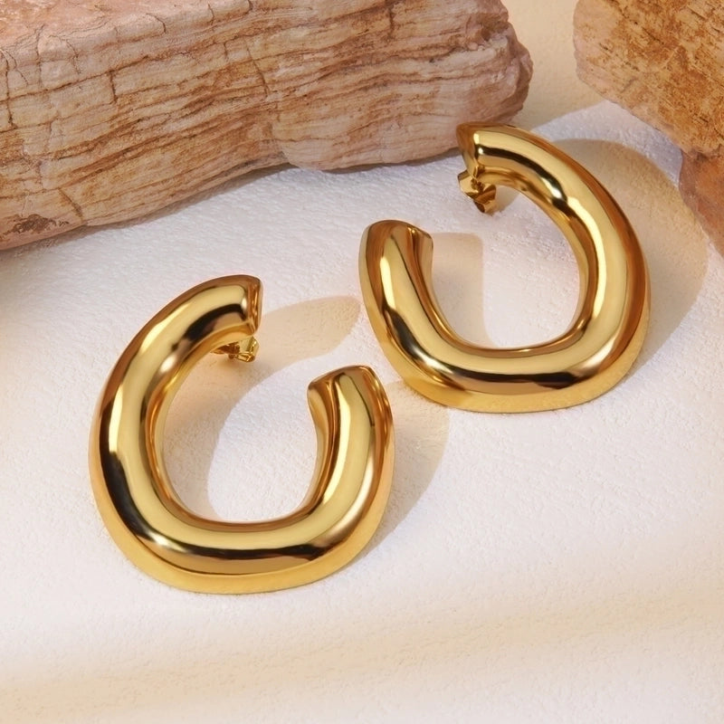 1 Pair Classic Style Asymmetrical Plating Hollow Out 304 Stainless Steel Imitation Gold  Ear Studs