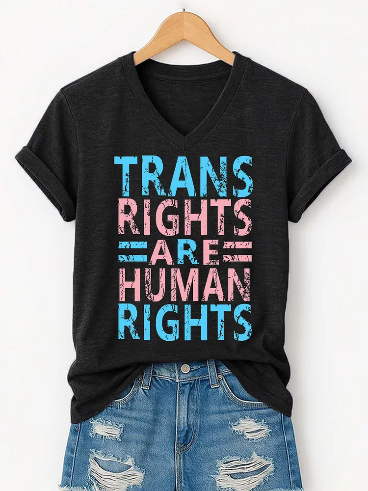 Frauen Trans Right sind Menschen rechte LGBTQ Pride Month V-Ausschnitt T-Shirt