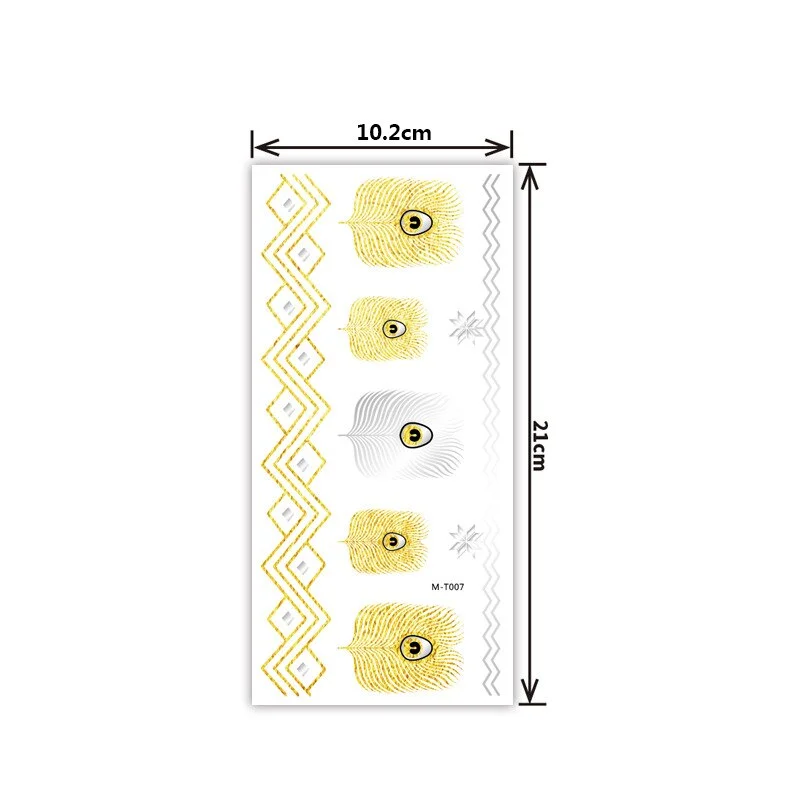 Creative personality exquisite fashion waterproof sweat gold and silver tattoo stickers bronzing and silver tattoo stickers