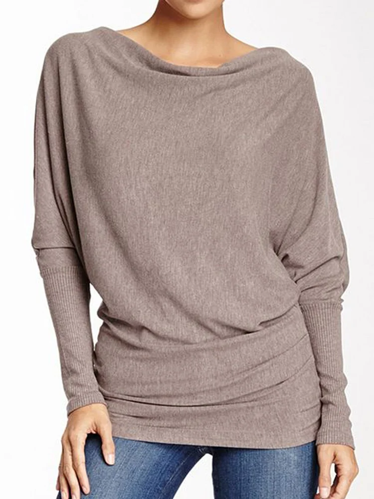Batwing Long Sleeve Solid Comfort T-Shirt