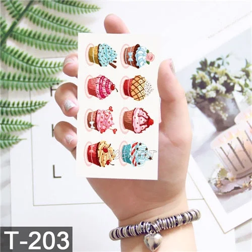 Cute Watercolor Cartoon Design Temporary Tattoo For Kids Children Lamp Water Trasnfer Tattoo Stickers Ocean Women Girl Tatoos