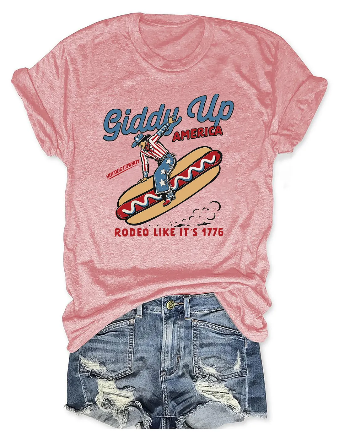 Giddy Up America Cowboy Hot Dog T-shirt