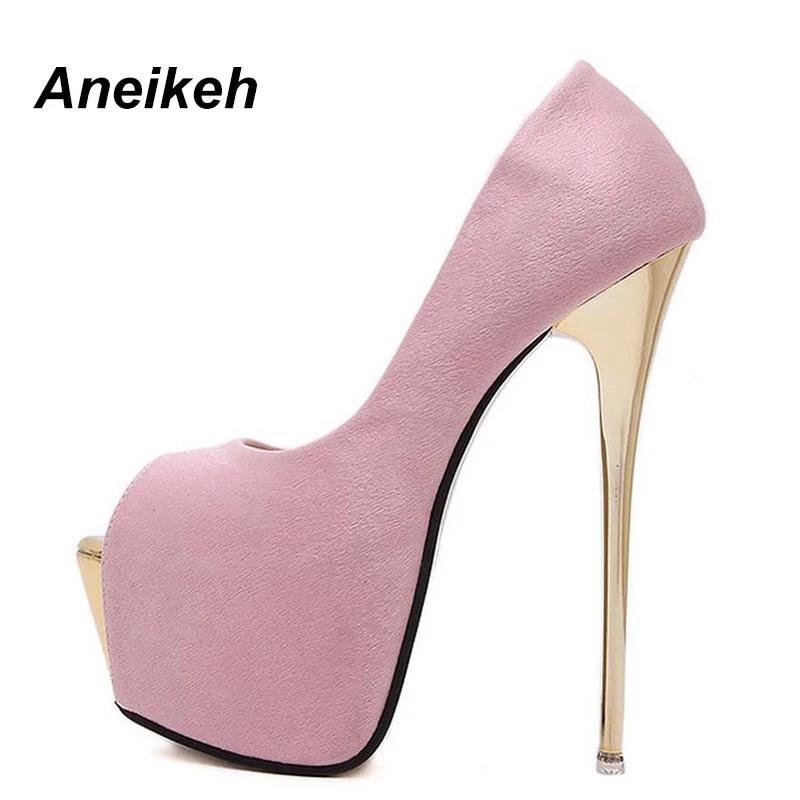 Aneikeh 2022 Brand Shoes Woman 16CM High Heels Women Pumps Stiletto Thin Heel Women's Shoes Open Toe High Heels Shoes 258-21#