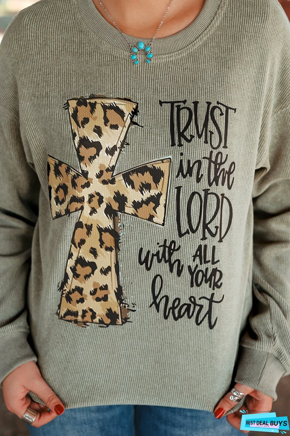 Jesus Cross Corded Oversized Sweatshirt