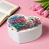 Blume DIY Diamond Painting herzf&ouml;rmige Schmuckschatulle dekorative Aufbewahrungstasche