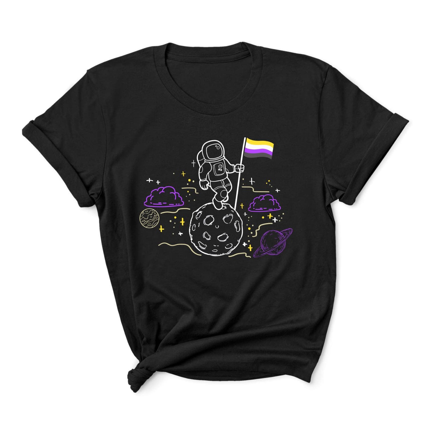 Astronaut nonbinary flag t-shirt