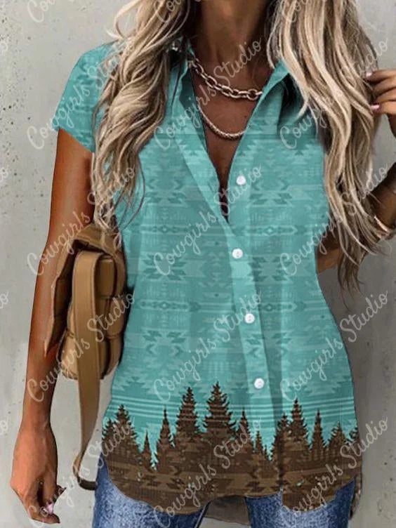 Western Geometric Short Sleeve Shirt