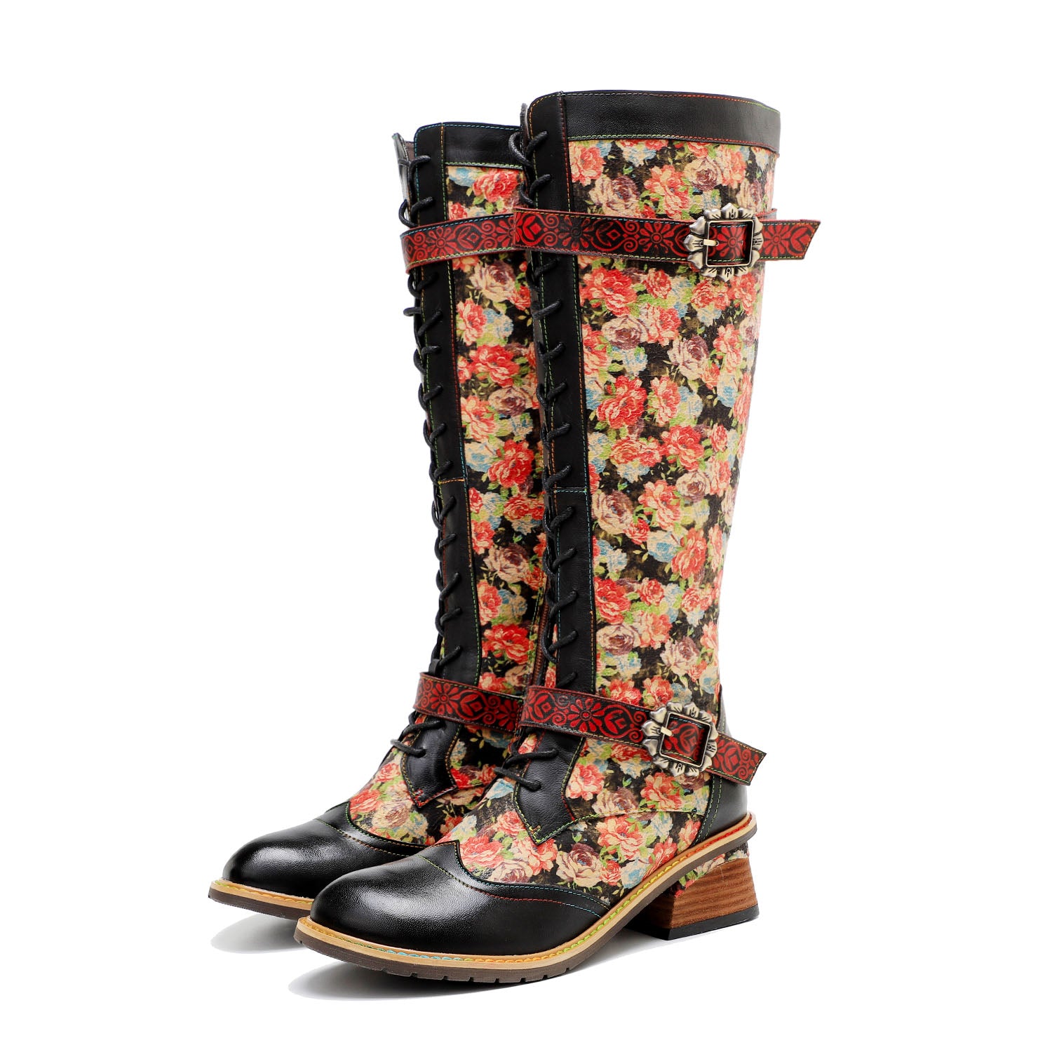 Women'sVintage Hand-printed Stunning Floral Boots