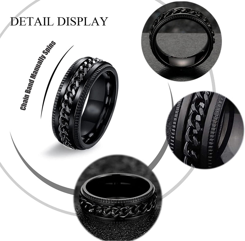Minimalist Geometric 304 Stainless Steel Plating Inlay Zircon Black Plated Men’S Rings