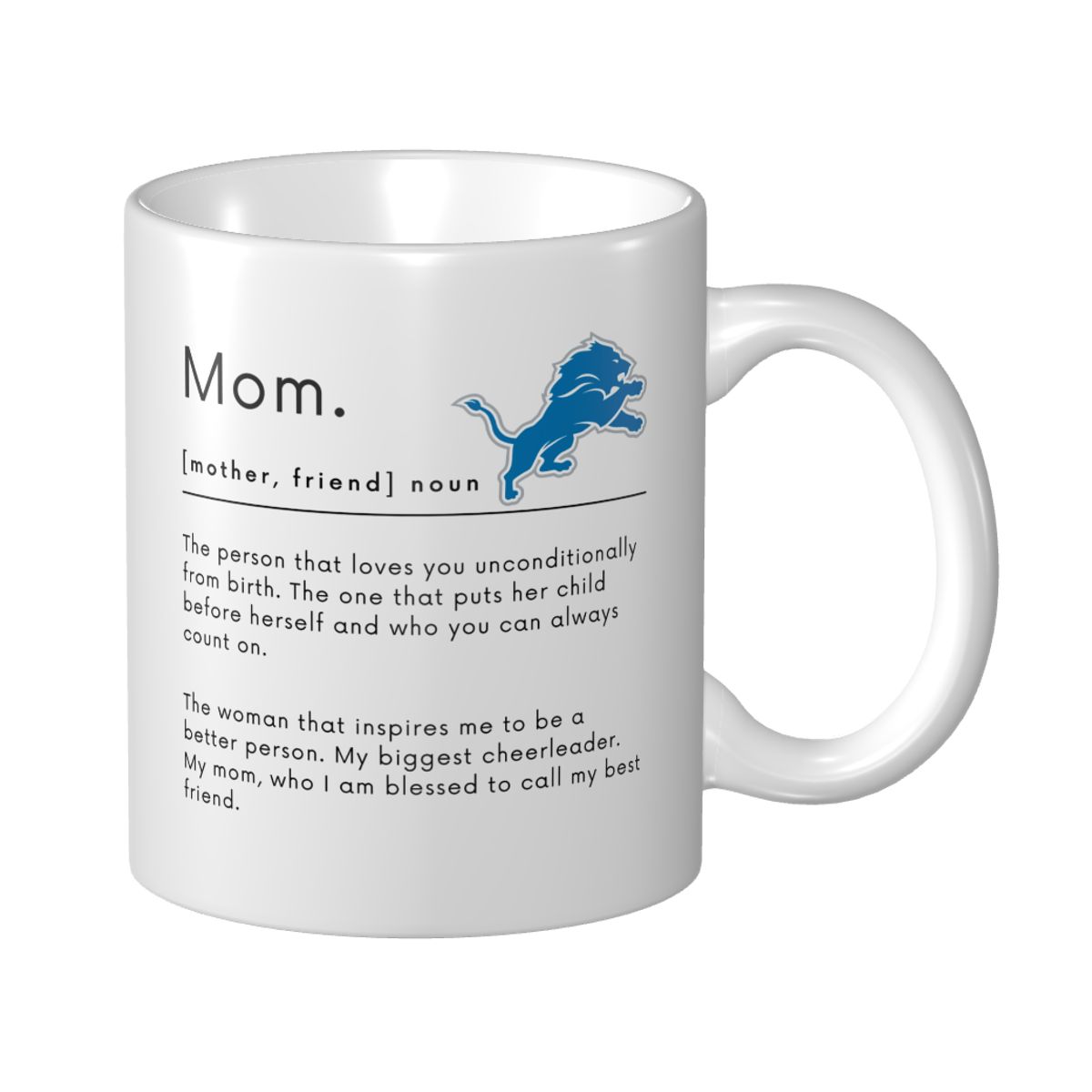 Detroit Lions Mom Dictionary Mother's Day Ceramic Mug