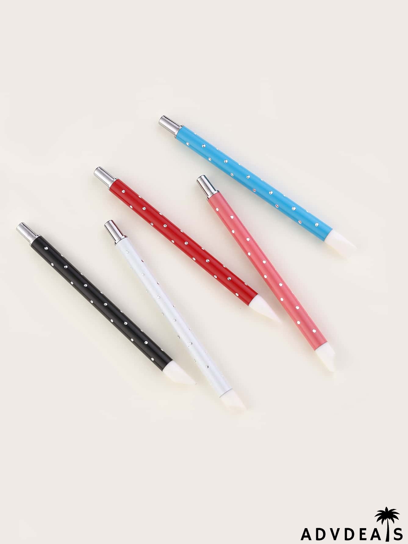 5pcs Rhinestone Decor Handle Nair Art Silicone Pen