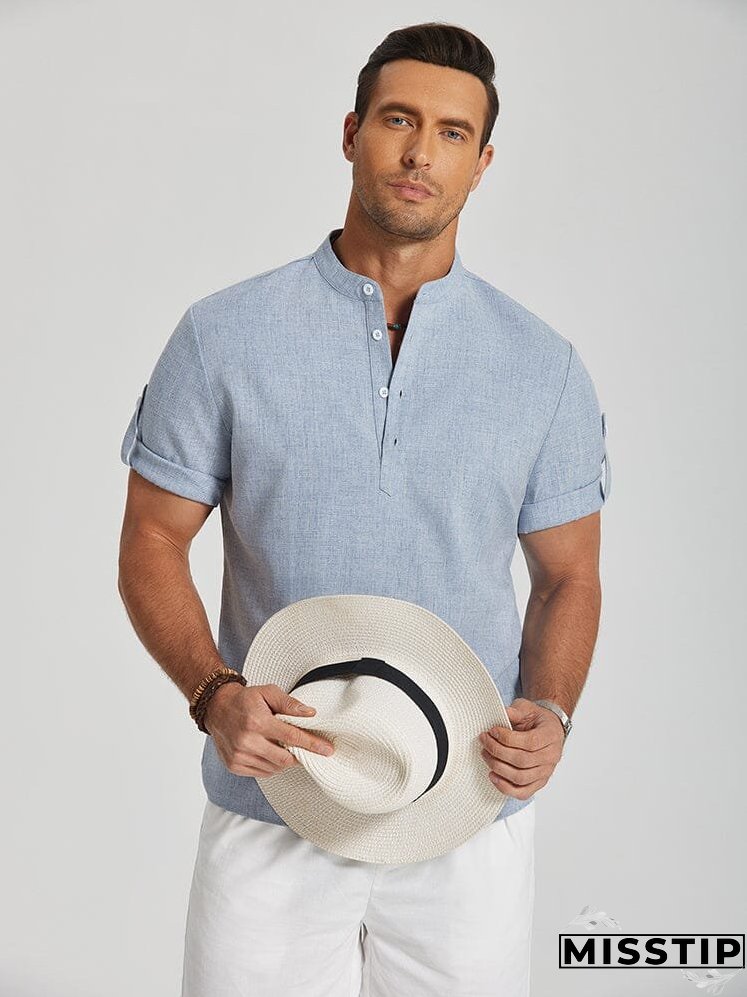 Summer Essential Leinen-Henley-Hemd (nur USA)