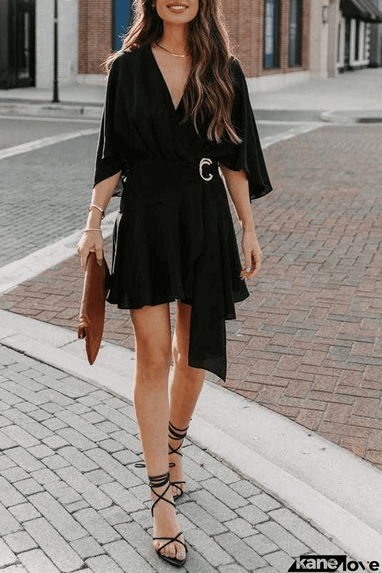 Ruffle V Neck Wrap Romper