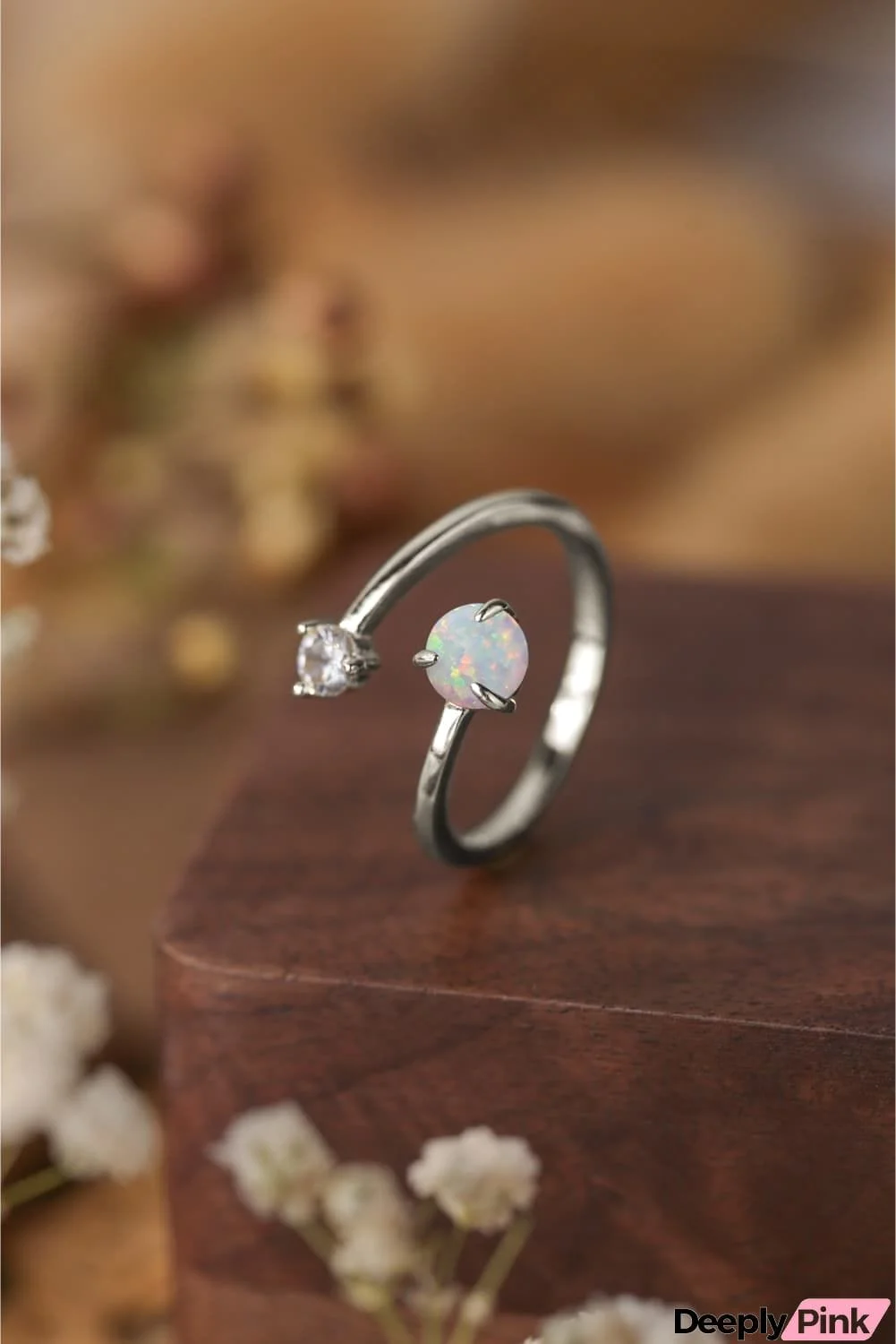 Opal 925 Sterling Silver Bypass Ring