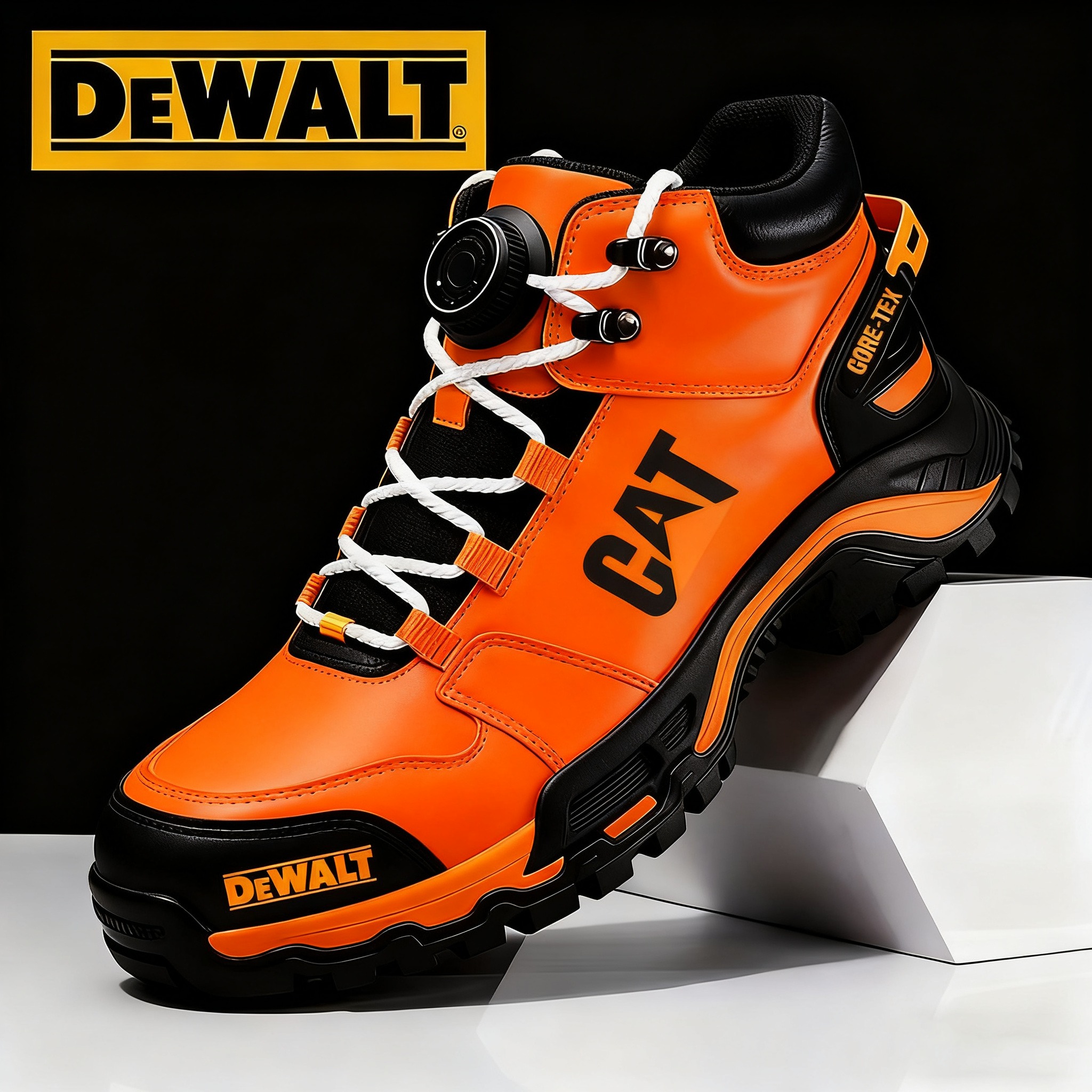 Wodoodporne i oddychające męskie buty robocze i turystyczne marek CAT® i DEWALT idealnie nadają się do pracy i aktywności na świeżym powietrzu.