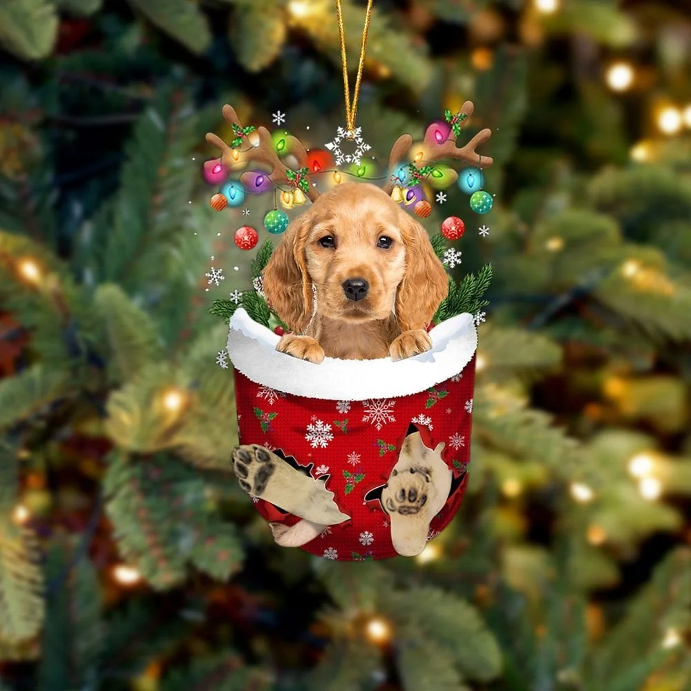 GOLDEN Cocker Spaniel In Snow Pocket Ornament