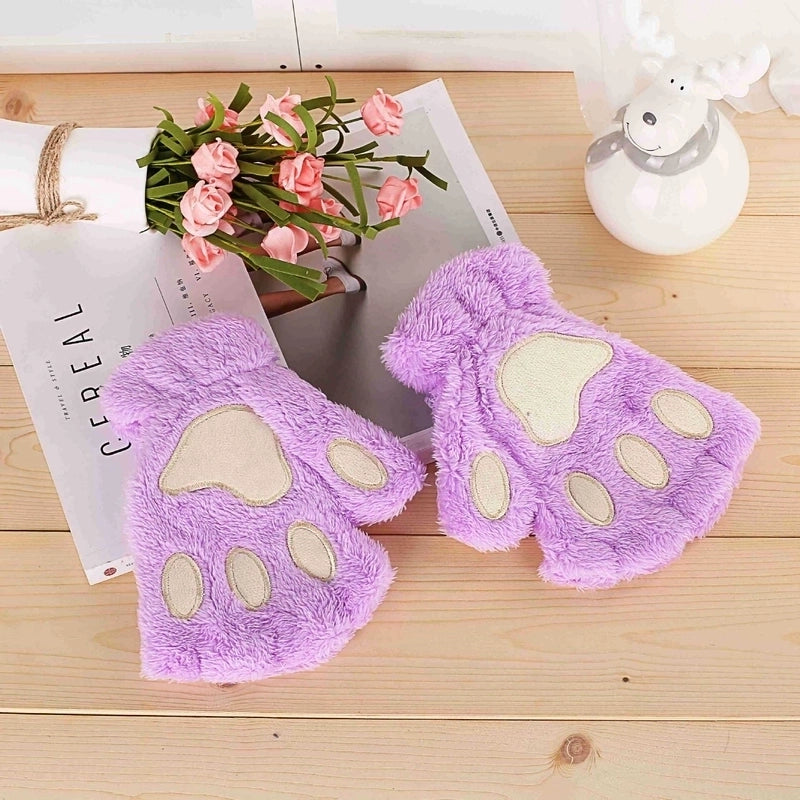 Women’s Cute Cartoon Plush Gloves 1 Pair