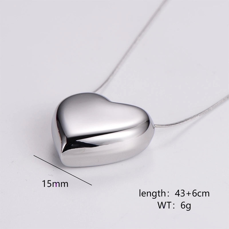 Stainless Steel 18K Gold Plated Minimalist Heart Shape Pendant Necklace
