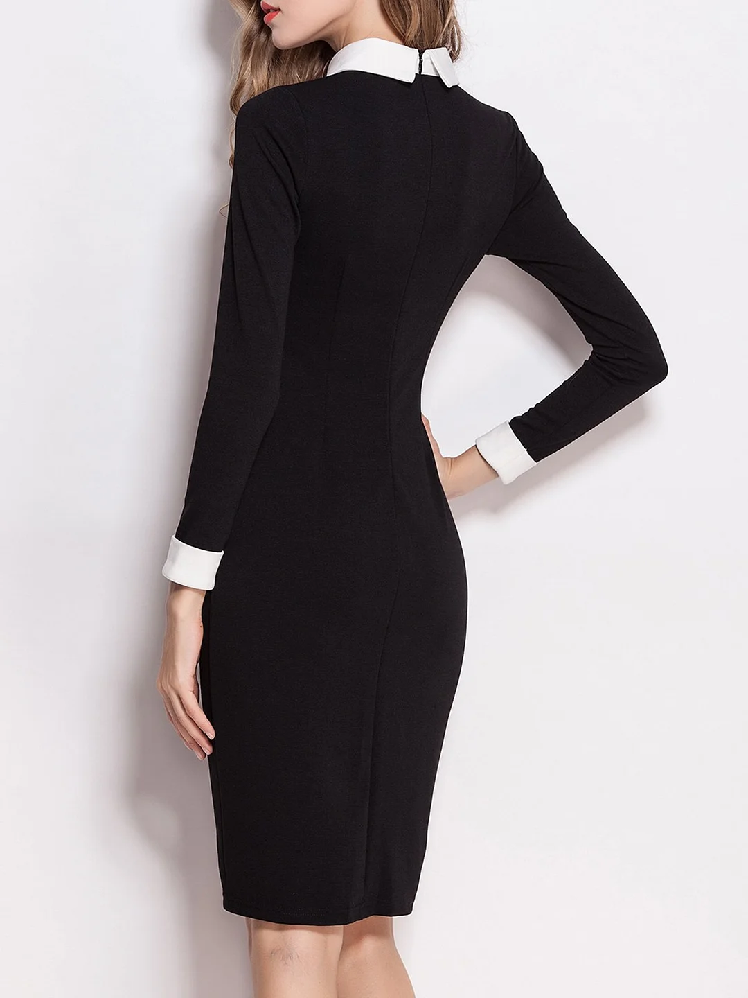 Black Sheath Work Elegant Plain Midi Dress